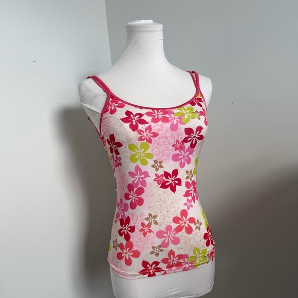 Y2K Vintage Pink Floral Mesh Cami Tank – Fairycore Coquette Retro Festival Top M - Picture 2 of 6